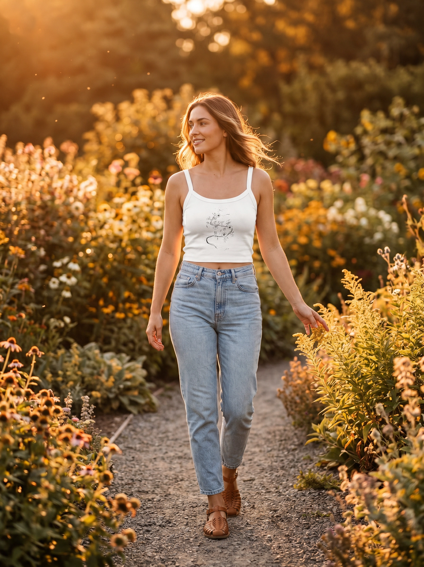 Campanilla Camiseta de tirantes de canalé para mujer