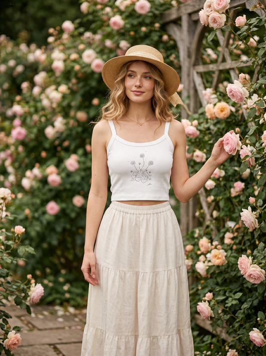 Geranio Camiseta de tirantes de canalé para mujer