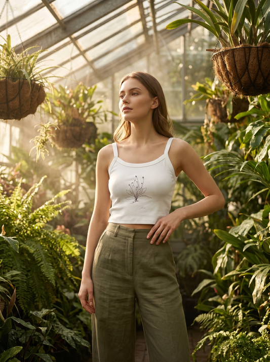 Llantén Camiseta de tirantes de canalé para mujer